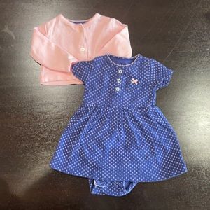 Carter’s 2-Piece Bodysuit Dress and Cardigan Set Size 3 Months